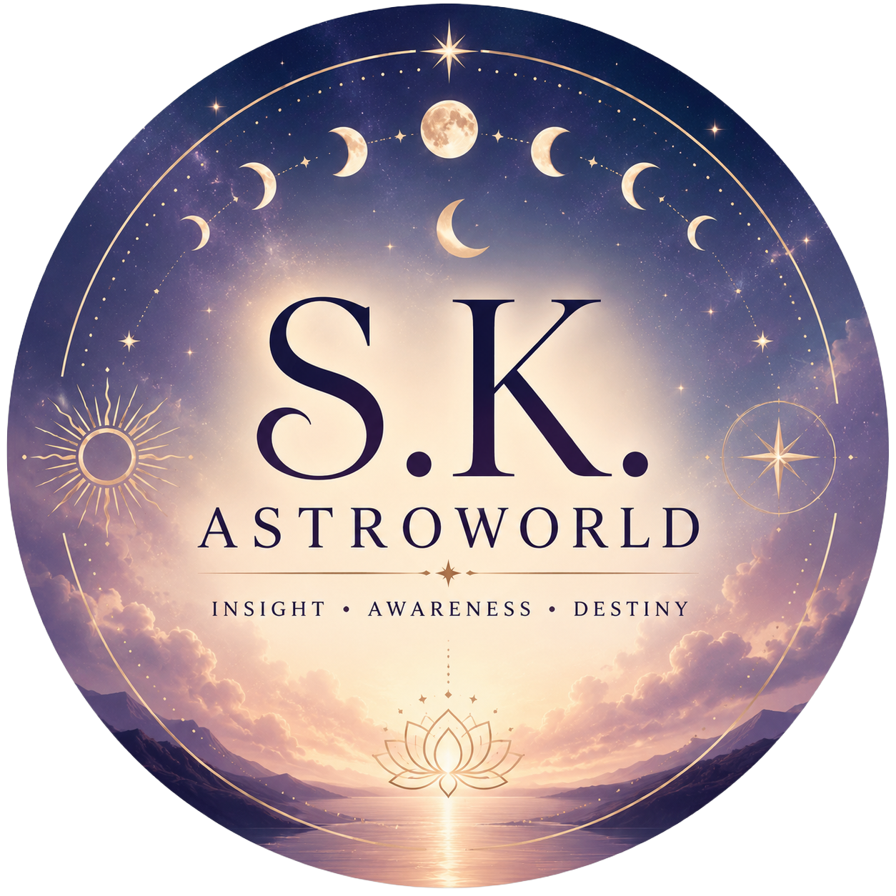Remove the white background from this logo image, making it fully transparent, keeping the circular S.K. Astroworld logo intact.